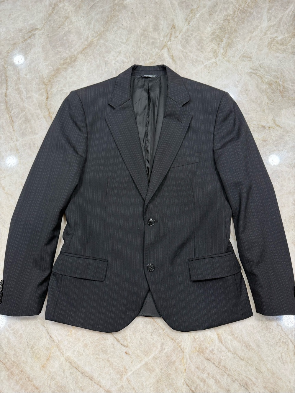 Dolce & Gabbana Black Pinstripe Two-Button Suit Jacket